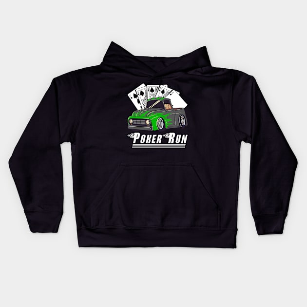 Hot Rod Trucks Poker Run Rat Rod Car Show Muscle Car Guy Kids Hoodie by CharJens